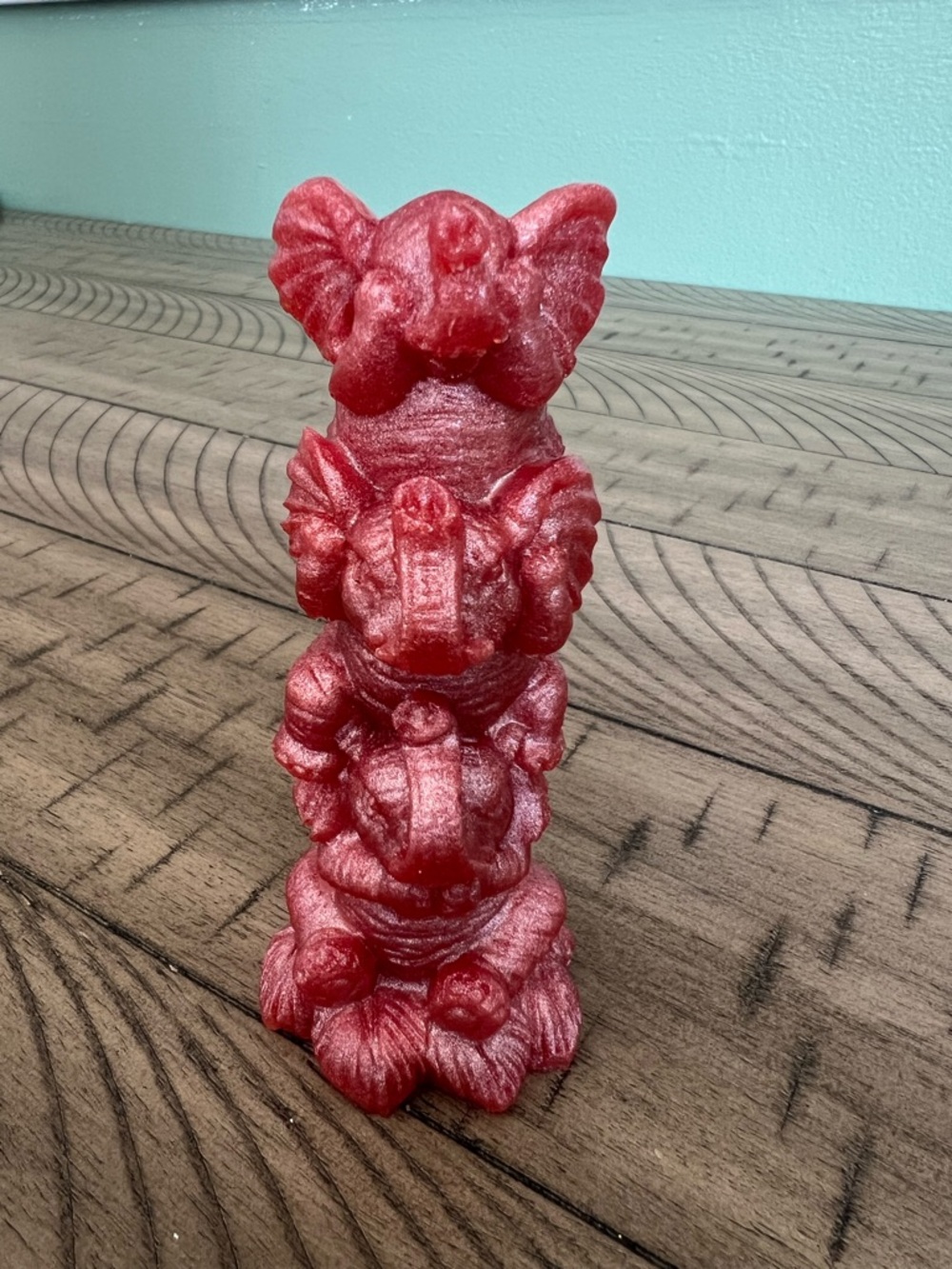 Pink Stacked Elephant Statue